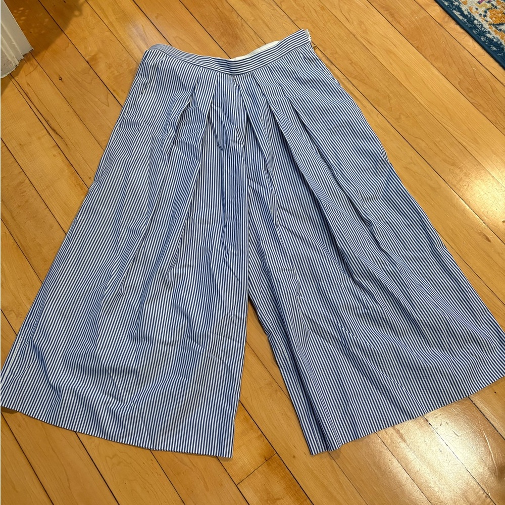 J Crew Blue and White Striped Culottes